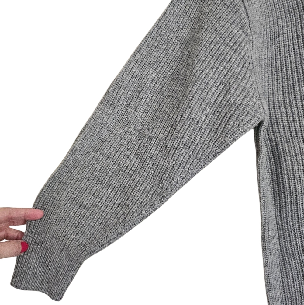 Quince Merino Wool Relaxed Turtleneck Sweater Dress Light Heather Gray, Size M - Picture 4 of 11